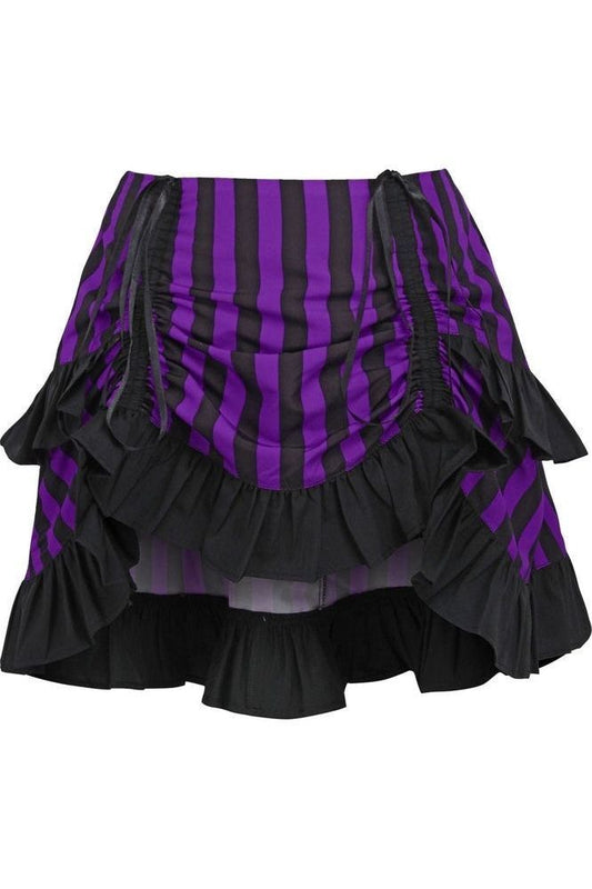 Purple/Black Striped Ruched Bustle Skirt