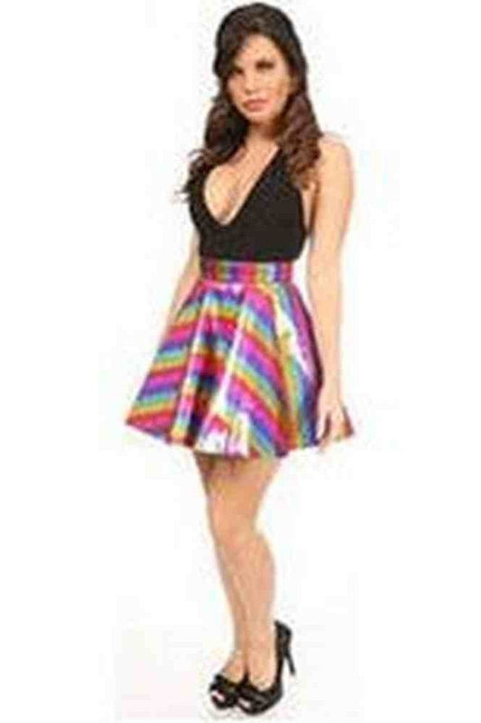 Rainbow Glitter PVC Skater Skirt