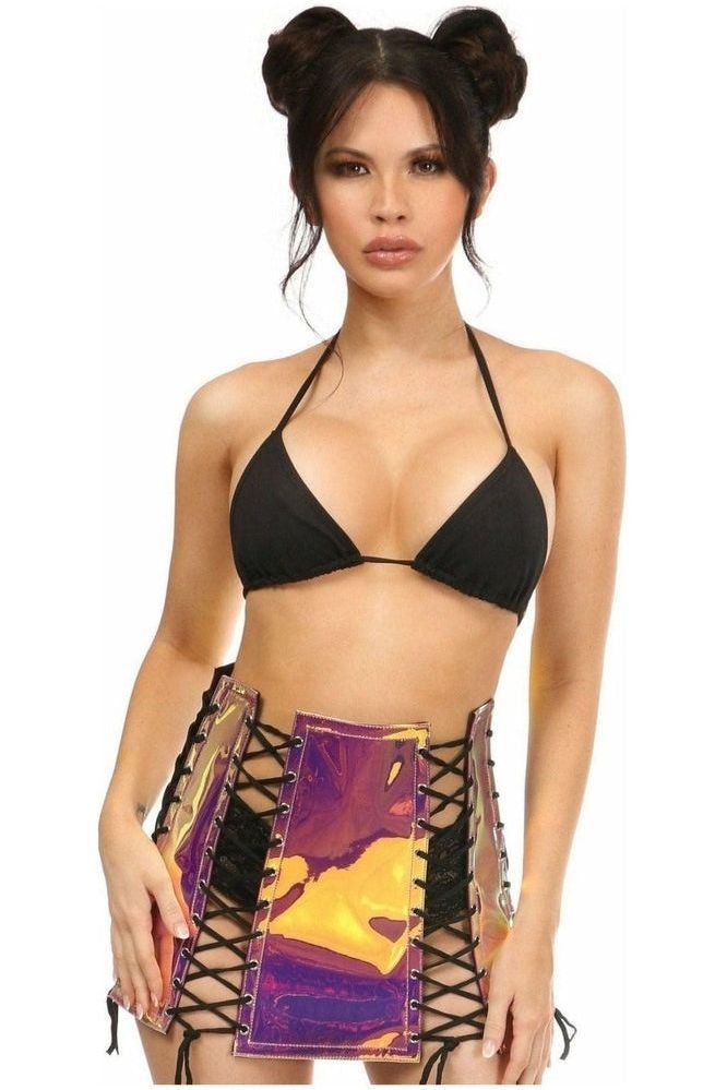 Rainbow Gold Holo Lace-Up Skirt