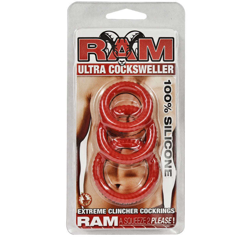 Ram Ultra Silicone Cocksweller 3 Cock Rings-Pinkfoxxx
