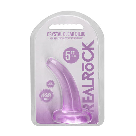 RealRock Crystal Clear Non-Realistic 5 in. Curved Dildo With Suction Cup