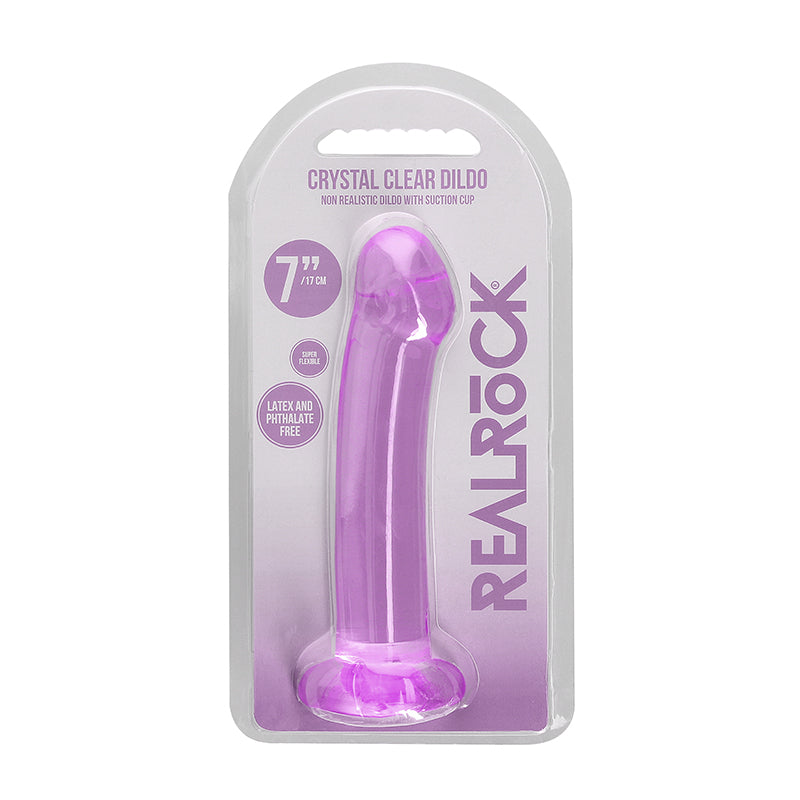 RealRock Crystal Clear Non-Realistic 7 in. Dildo With Suction Cup-Pinkfoxxx