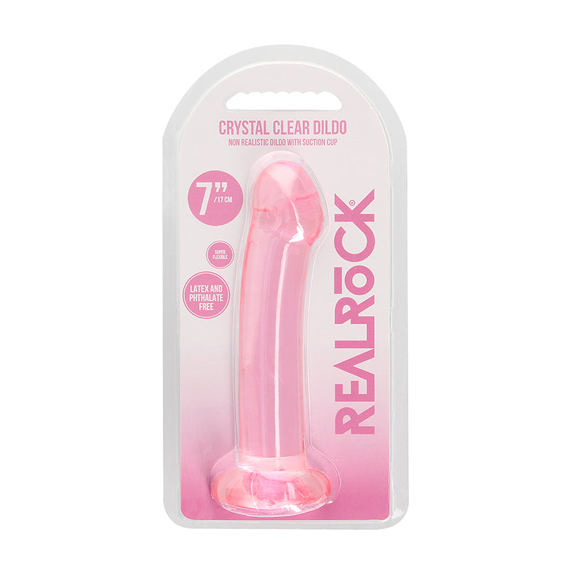 RealRock Crystal Clear Non-Realistic 7 in. Dildo With Suction Cup-Pinkfoxxx