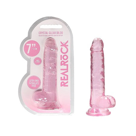 RealRock Crystal Clear Realistic Dildo With Balls and Suction Cup-Pinkfoxxx