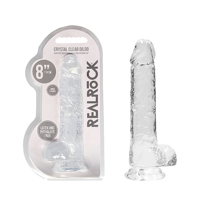RealRock Crystal Clear Realistic Dildo With Balls and Suction Cup-Pinkfoxxx