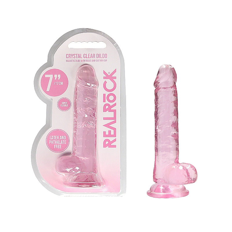RealRock Crystal Clear Realistic Dildo With Balls and Suction Cup-Pinkfoxxx
