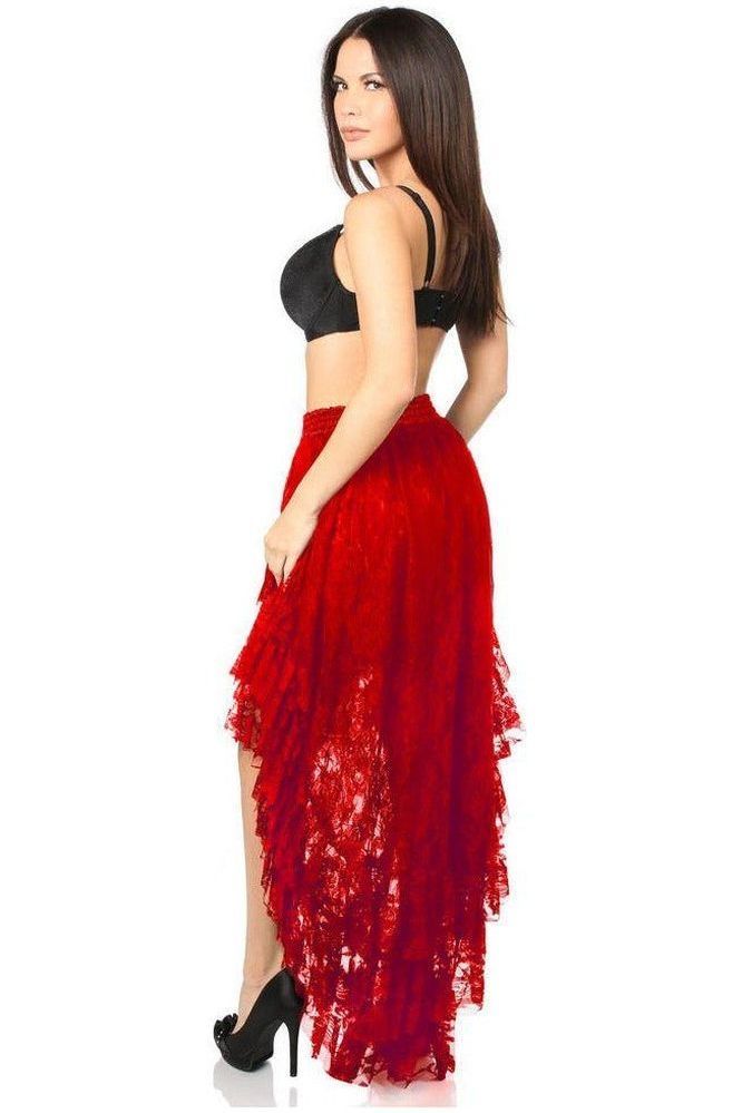 Red High Low Lace Skirt