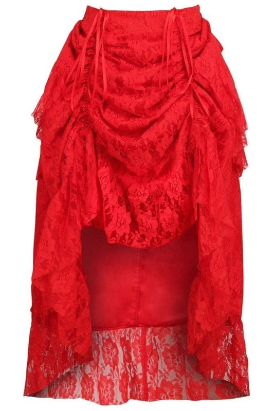 Red Lace Adjustable High Low Bustle Skirt