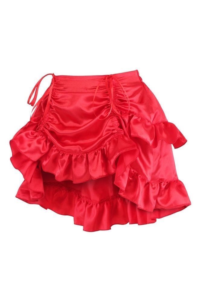 Red Satin Ruched Bustle Skirt