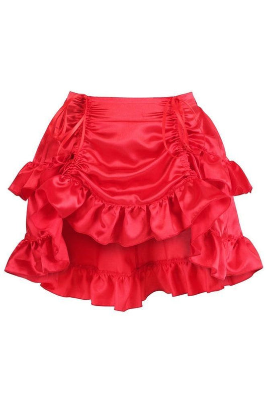 Red Satin Ruched Bustle Skirt