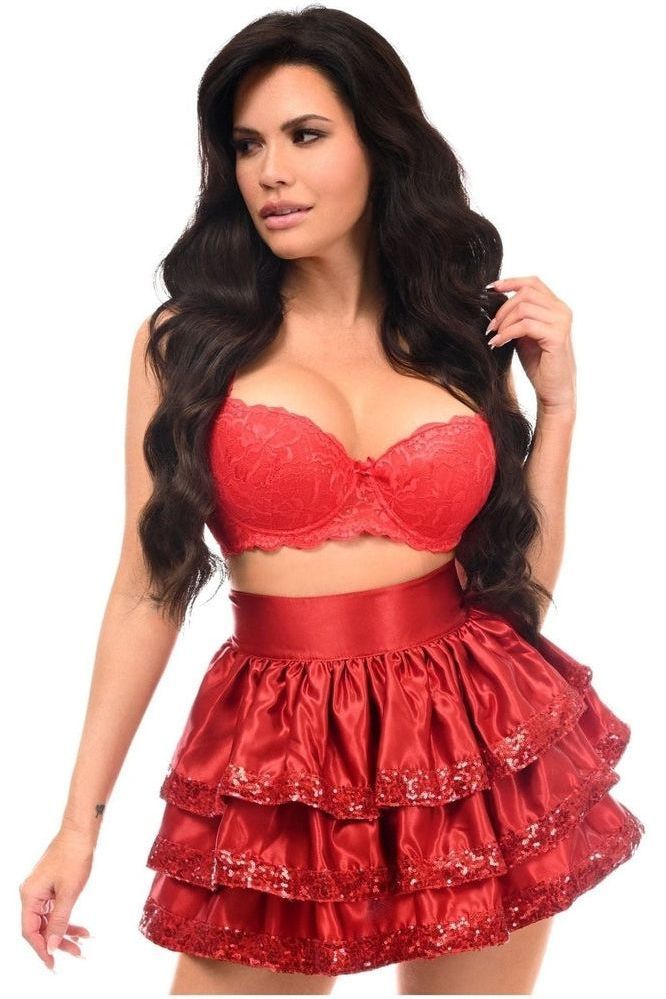 Red Sequin 3 Layer Skirt