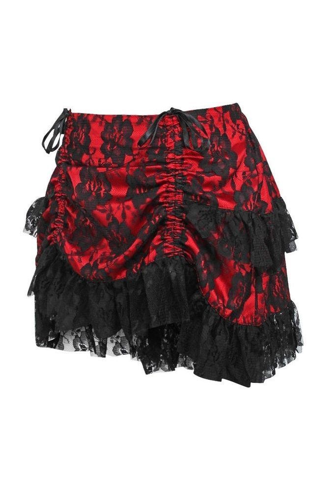 Red/Black Lace Ruched Bustle Skirt