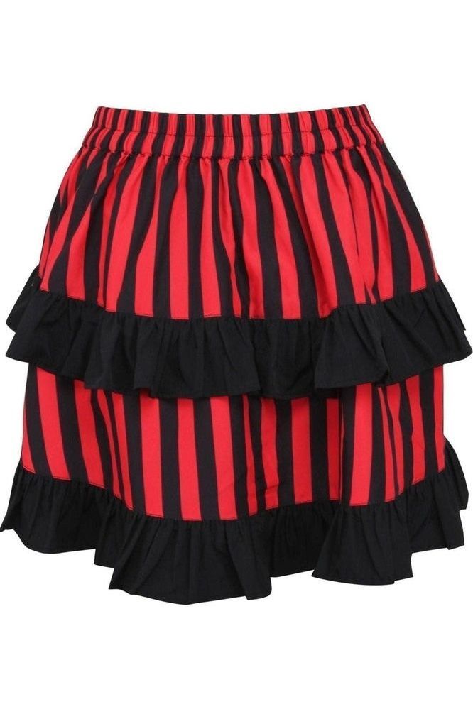 Red/Black Striped Ruched Bustle Skirt