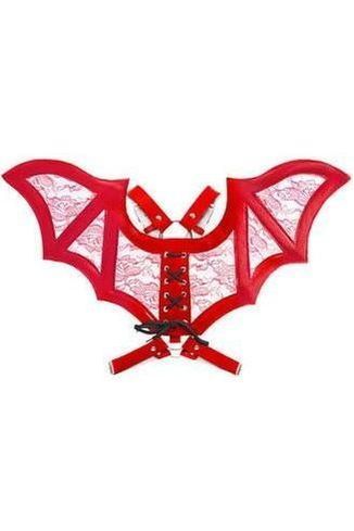Red/Red Faux Leather & Lace Wing Harness