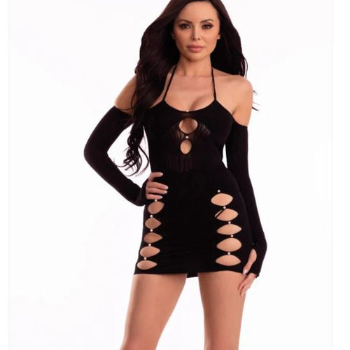 SAVAGE ME SEDUCTION CUTOUT DRESS BLACK - SB241