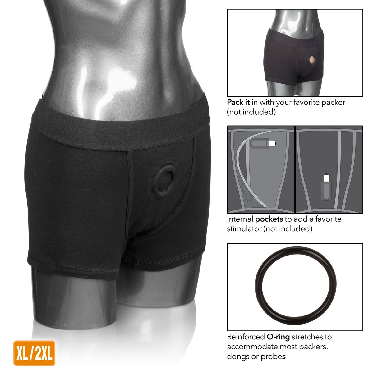 PACKER GEAR BLACK BOXER BRIEF HARNESS XL/2XL - SE157620