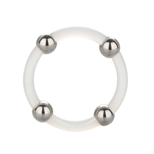 STEEL BEADED SILICONE RING LARGE - SE143710