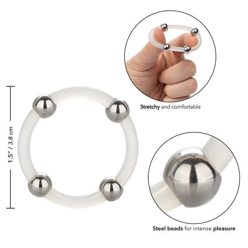 STEEL BEADED SILICONE RING LARGE - SE143710