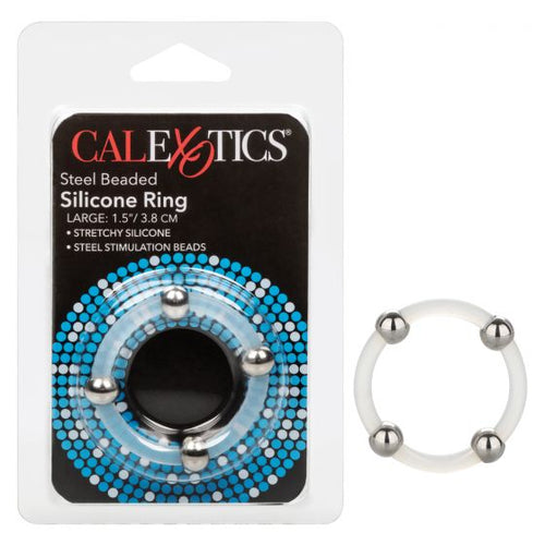 STEEL BEADED SILICONE RING LARGE - SE143710