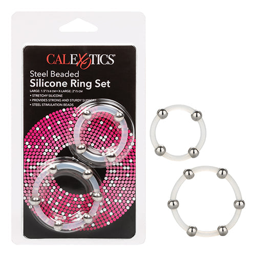 STEEL BEADED SILICONE RING SET - SE143730