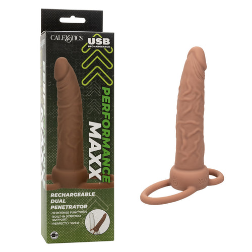 PERFORMANCE MAXX RECHARGEABLE DUAL PENETRATOR BROWN - SE163406