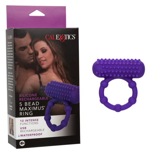 SILICONE RECHARGEABLE 5 BEAD MAXIMUS RING - SE184325