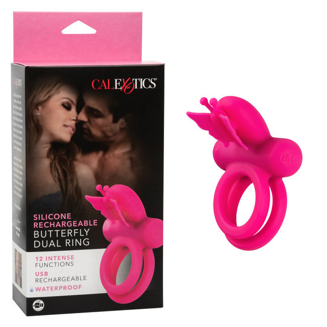 SILICONE RECHARGEABLE BUTTERFLY DUAL RING - SE184335