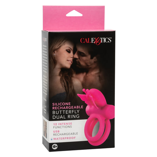 SILICONE RECHARGEABLE BUTTERFLY DUAL RING - SE184335