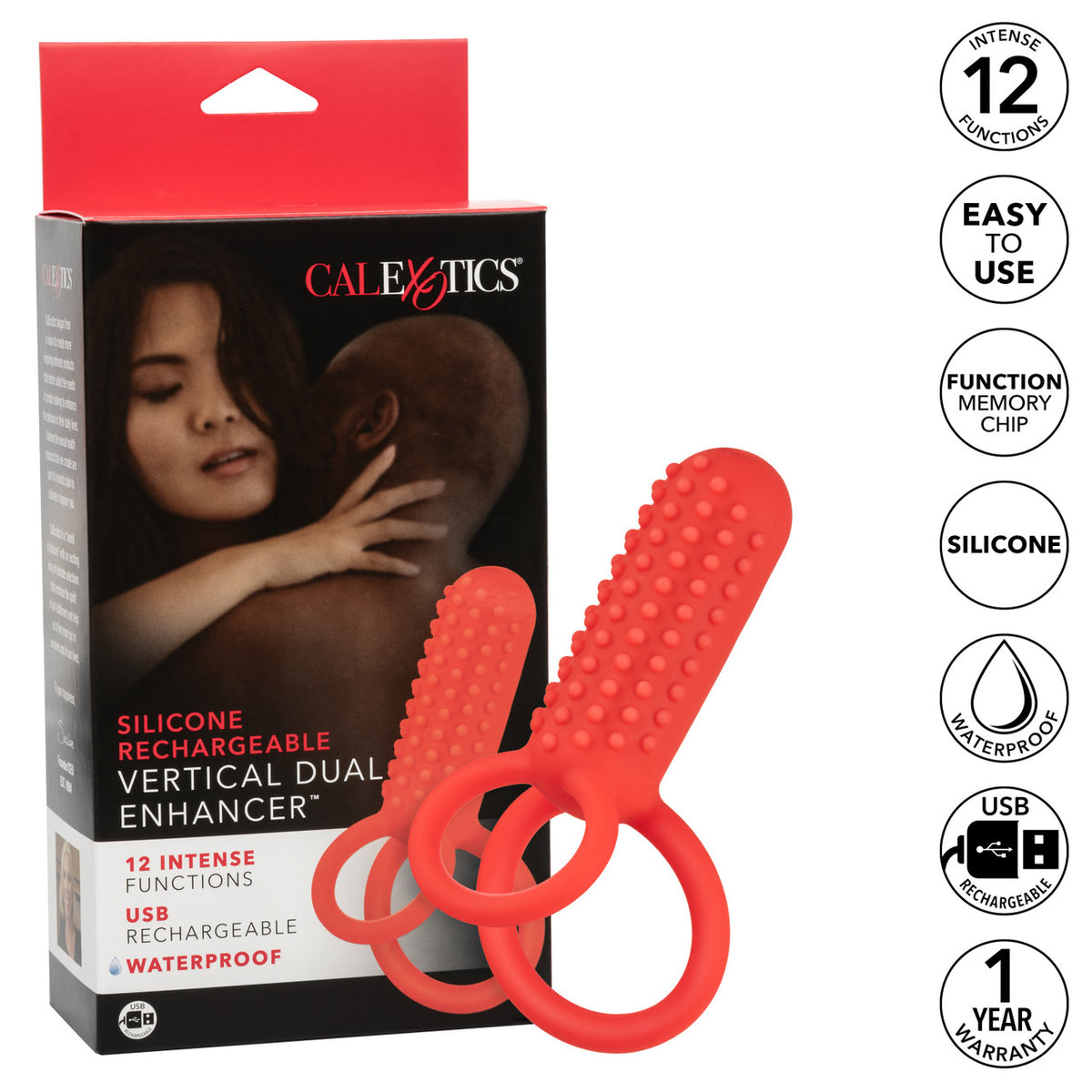 SILICONE RECHARGEABLE VERTICAL DUAL ENHANCER - SE184340