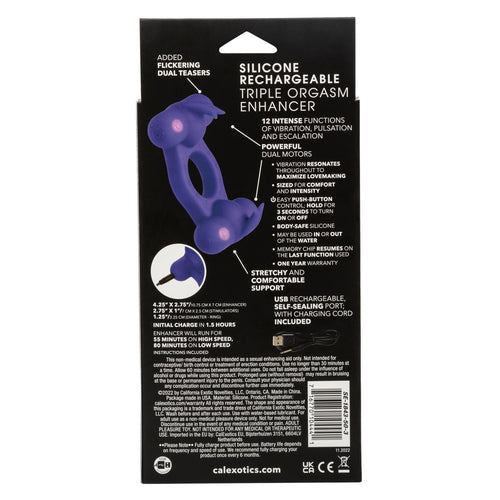SILICONE RECHARGEABLE TRIPLE ORGASM ENHANCER - SE184350