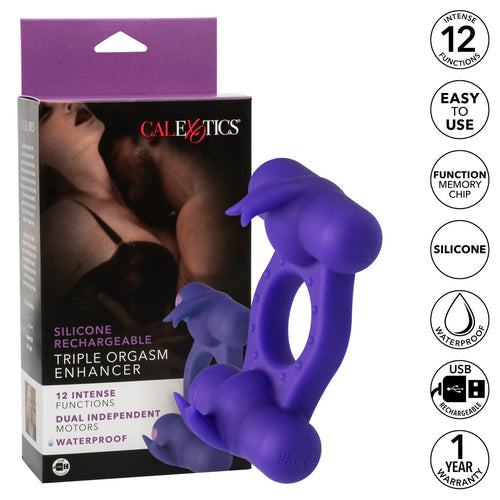 SILICONE RECHARGEABLE TRIPLE ORGASM ENHANCER - SE184350