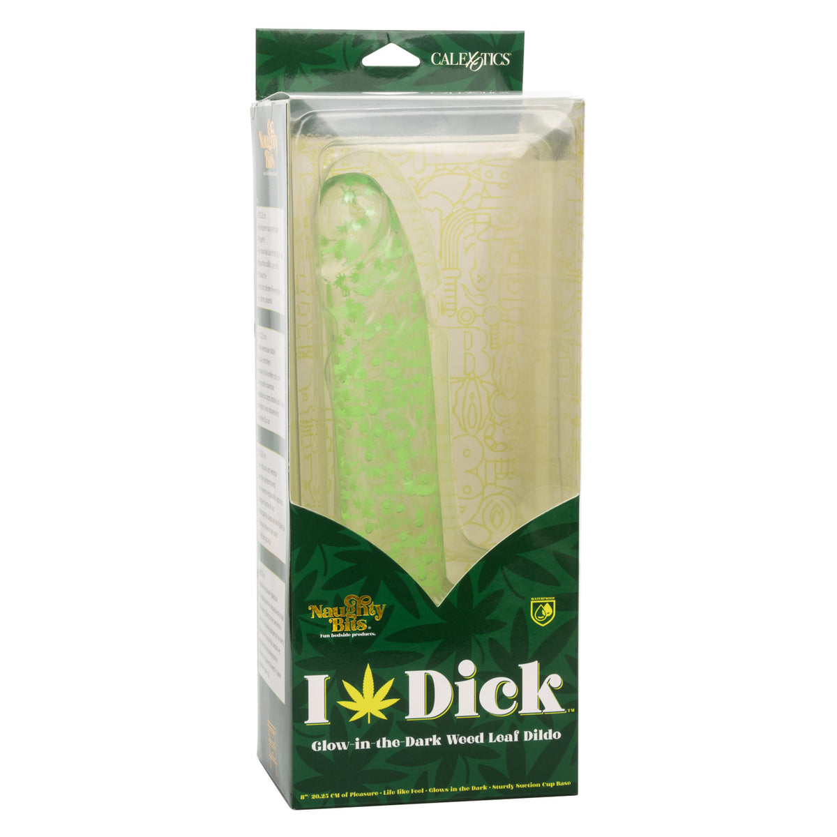 NAUGHTY BITS I LEAF DICK GLOW IN THE DARK WEED LEAF DILDO - SE441064