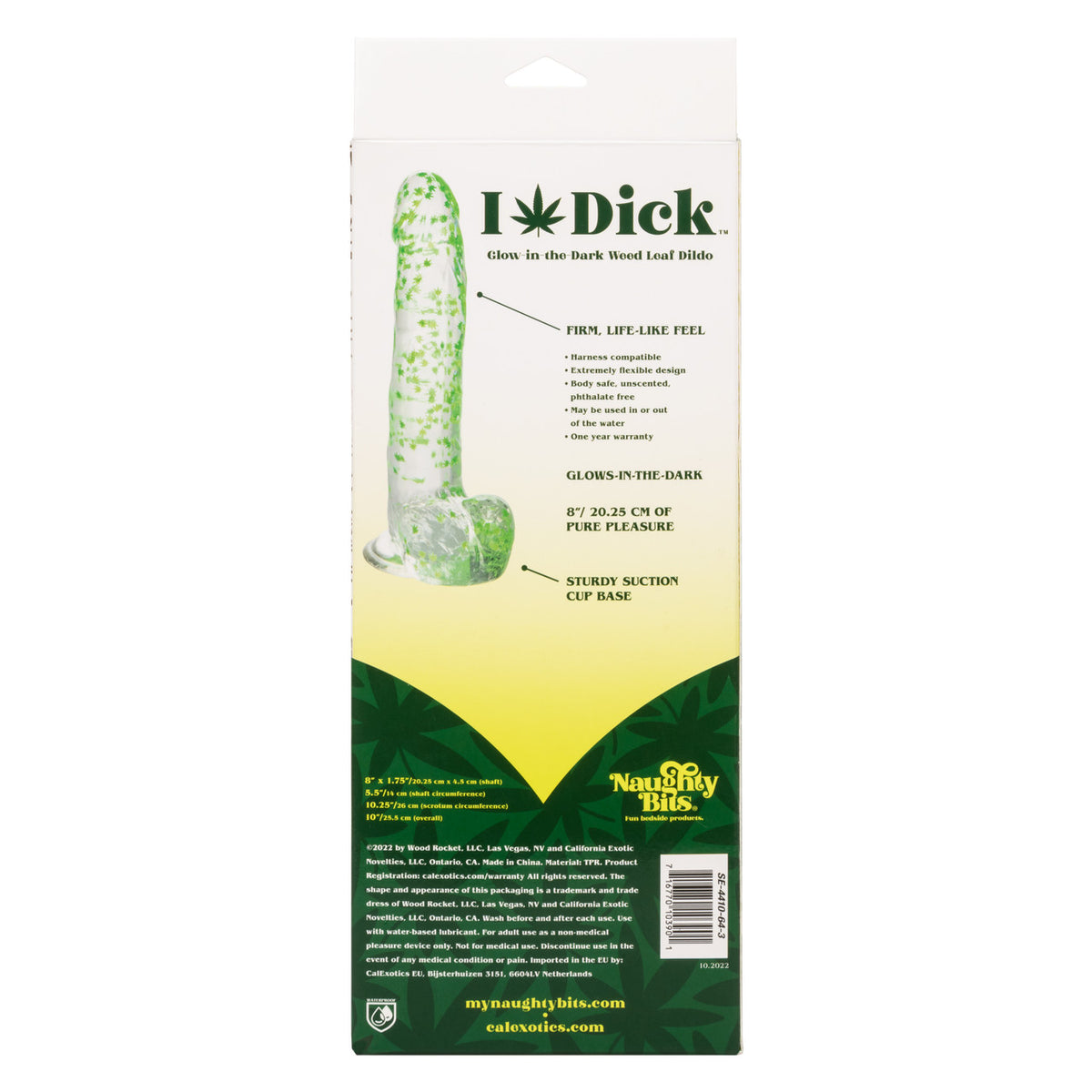 NAUGHTY BITS I LEAF DICK GLOW IN THE DARK WEED LEAF DILDO - SE441064