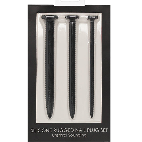 SILICONE SCREW PLUG SET URETHRAL SOUNDING BLACK - SHTOU433BLK