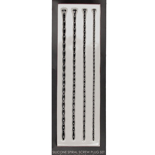 SILICONE SPIRAL SCREW PLUG SET BEGINNER URETHRAL SOUNDING BLACK - SHTOU436BLK