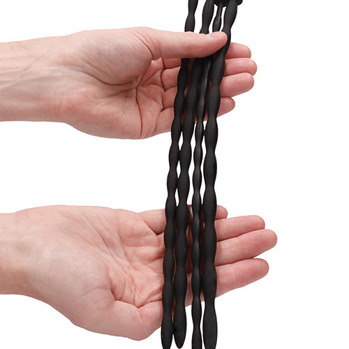 SILICONE SPIRAL SCREW PLUG SET ADVANCED URETHRAL SOUNDING BLACK - SHTOU437BLK