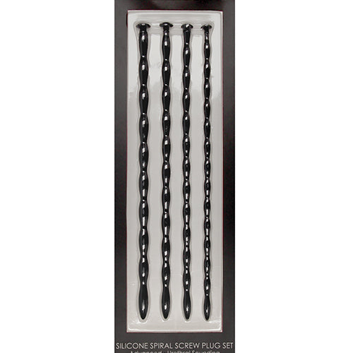 SILICONE SPIRAL SCREW PLUG SET ADVANCED URETHRAL SOUNDING BLACK - SHTOU437BLK