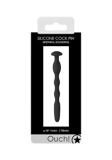OUCH! SILICONE PENIS PLUG W/ RIBBING 0.4IN/ 11MM - SHTOU596