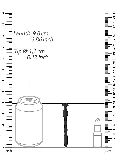 OUCH! SILICONE PENIS PLUG W/ RIBBING 0.4IN/ 11MM - SHTOU596