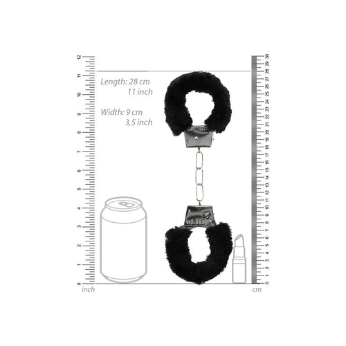 B&W PLEASURE FURRY HAND CUFFS W/ QUICK RELEASE BUTTON - SHTOU659BLK