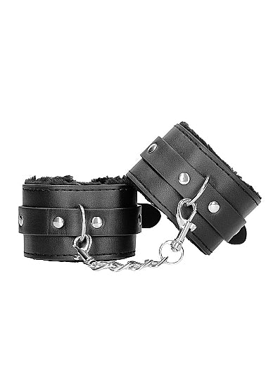 B&W HAND CUFFS W/ STRAPS BONDED LEATHER - SHTOU663BLK