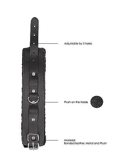 B&W HAND CUFFS W/ STRAPS BONDED LEATHER - SHTOU663BLK