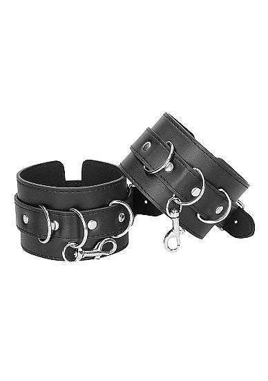 B&W HOGTIE W/ HAND & ANKLE CUFFS BONDED LEATHER - SHTOU668BLK