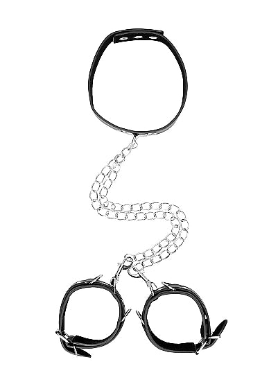 B&W COLLAR W/ HANDCUFFS STRAPS & CHAIN - SHTOU670BLK