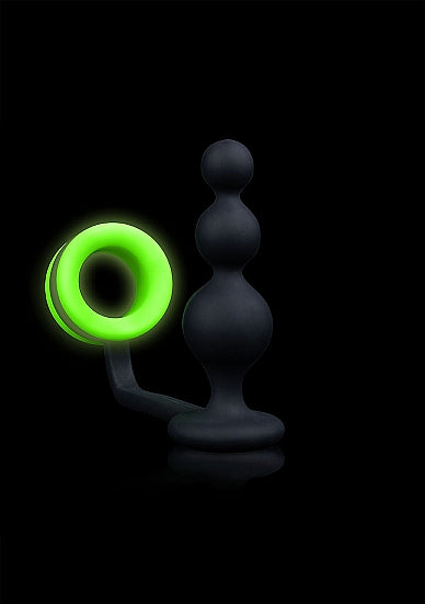 GLOW BEADS BUTT PLUG W/ COCK RING GLOW IN THE DARK - SHTOU724GLO