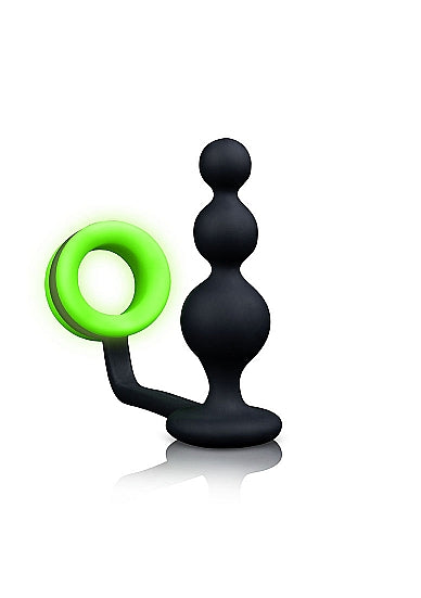 GLOW BEADS BUTT PLUG W/ COCK RING GLOW IN THE DARK - SHTOU724GLO