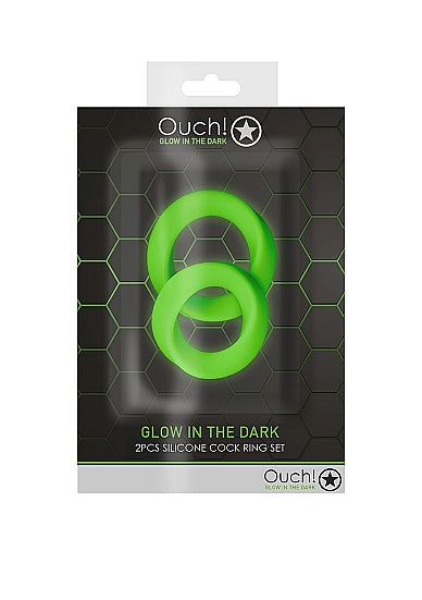 GLOW 2PCS COCK RING SET GLOW IN THE DARK - SHTOU730GLO