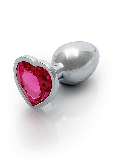 HEART GEM BUTT PLUG SMALL SILVER RUBELLITE PINK - SHTOU799SIL