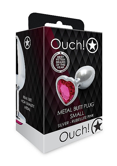 HEART GEM BUTT PLUG SMALL SILVER RUBELLITE PINK - SHTOU799SIL