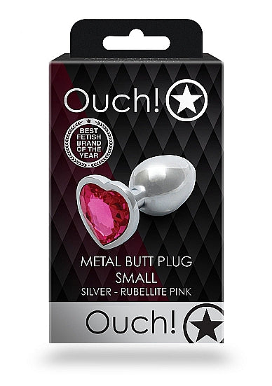 HEART GEM BUTT PLUG SMALL SILVER RUBELLITE PINK - SHTOU799SIL